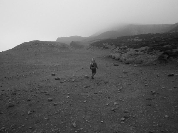 Walking across a moonscape which was soon to become scree