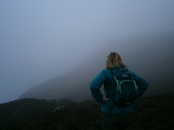 Looking out, into the mist, to decide which route to take